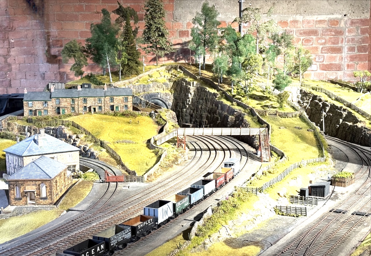 A closer view of the 7mm to the foot scale model railway located in the Musuerm of Making at derby which represents the Midland Railwasy in rural mid-Derbyshire in 1906.