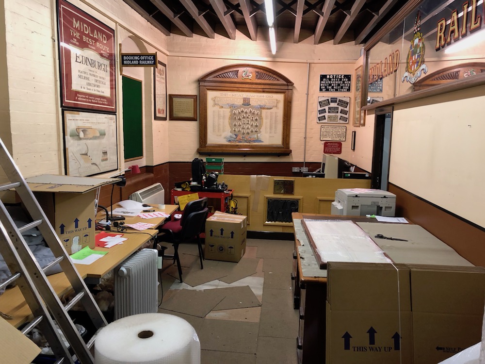 The reading room of the Midland Railway Study Centre - in chaos