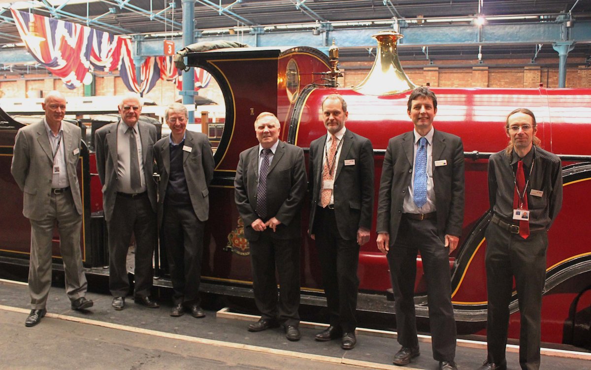 The Signatories in front of the NRM's Midland Spinner