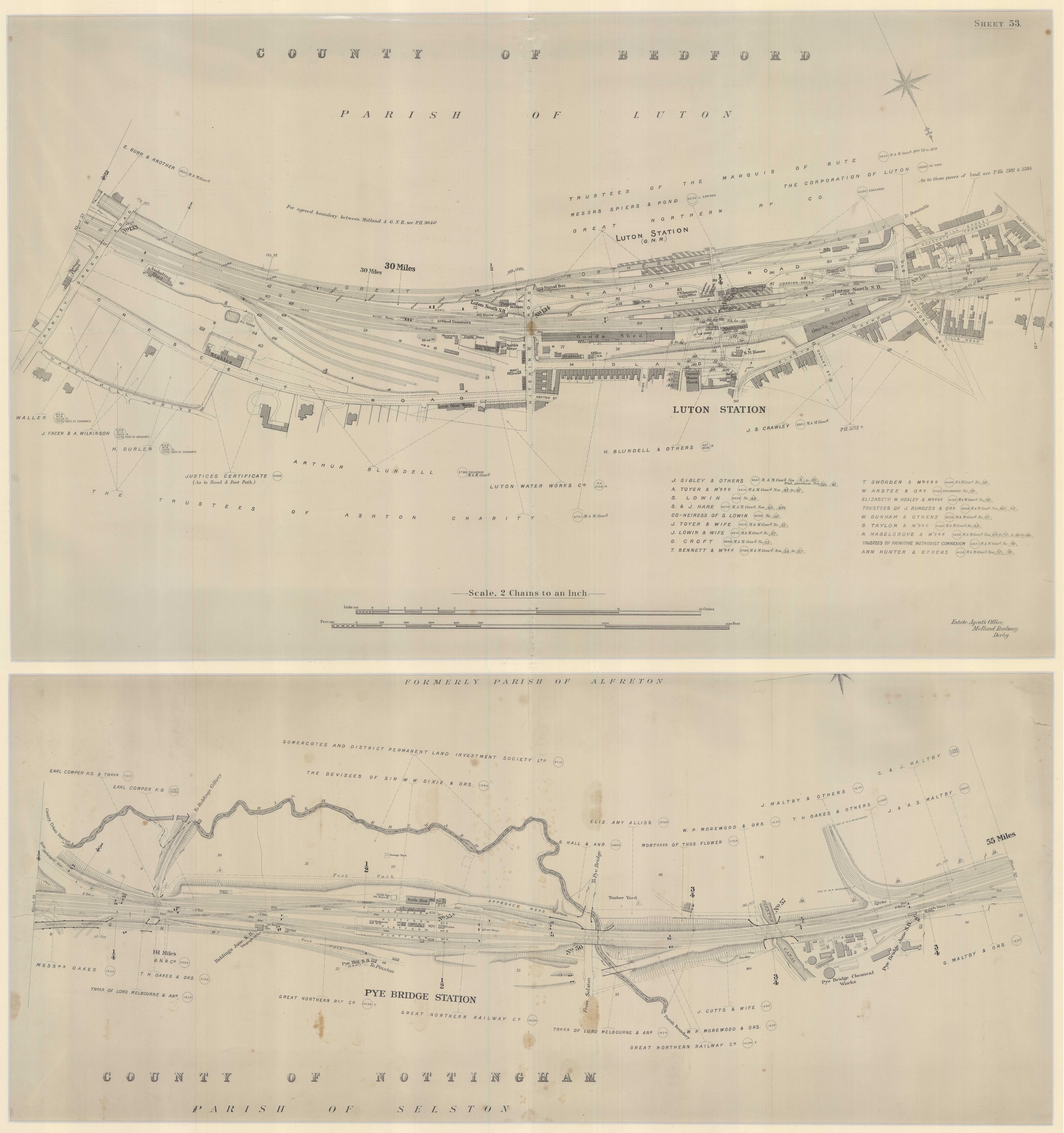 Two Midland Railway Two Chains to the Inch plan sheets by John McInnnes Millar