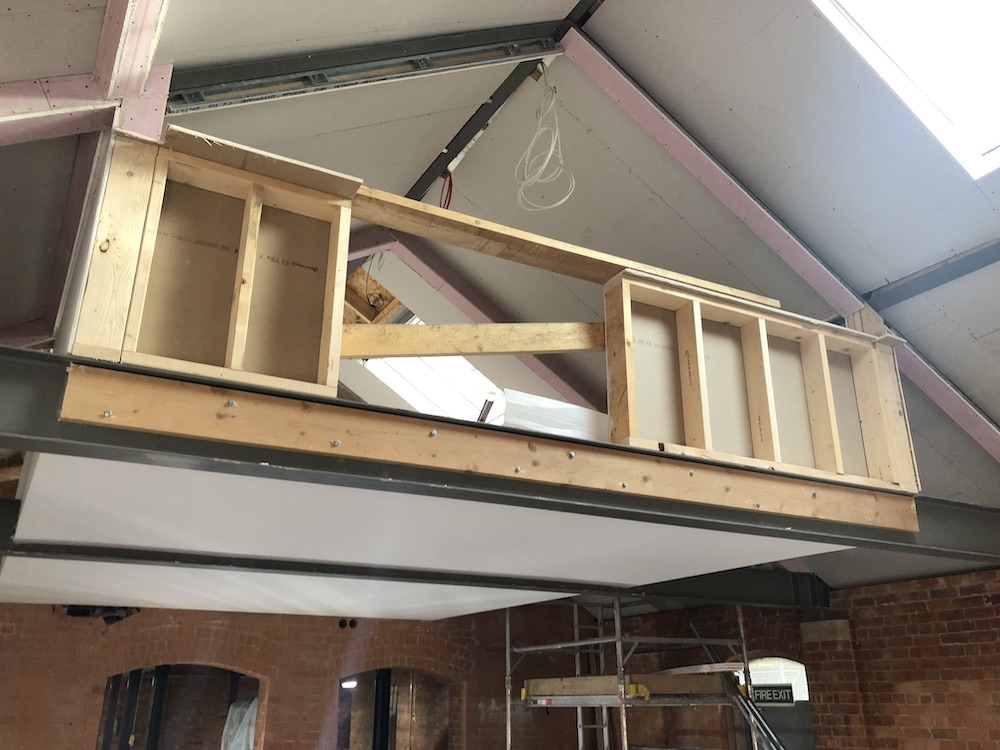 The newly constructed mezzanine space above the Railway Study Centre storeroom whicxh will become the Reading Room.