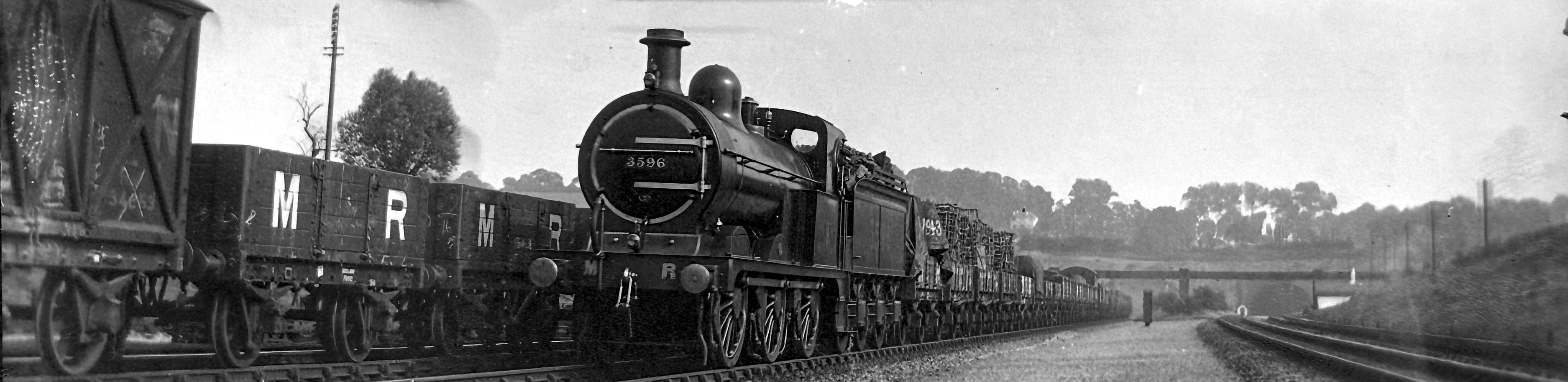 RFB75524 1873 Class 0-6-0 No.3596 at Elstree -- taken from a rather time-worn negative