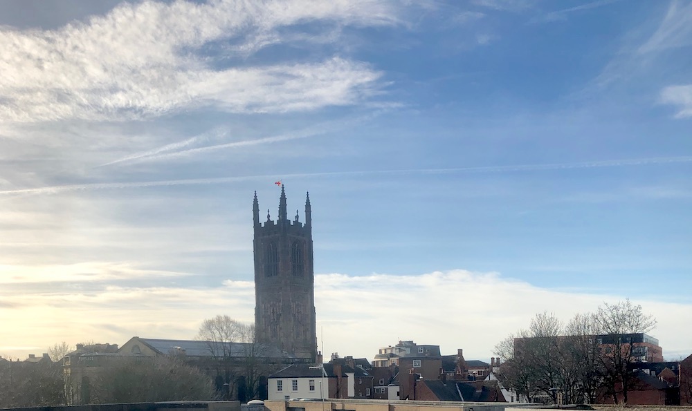 A view of the Derby skyline from the SilkMill during the refurbishment in 2019