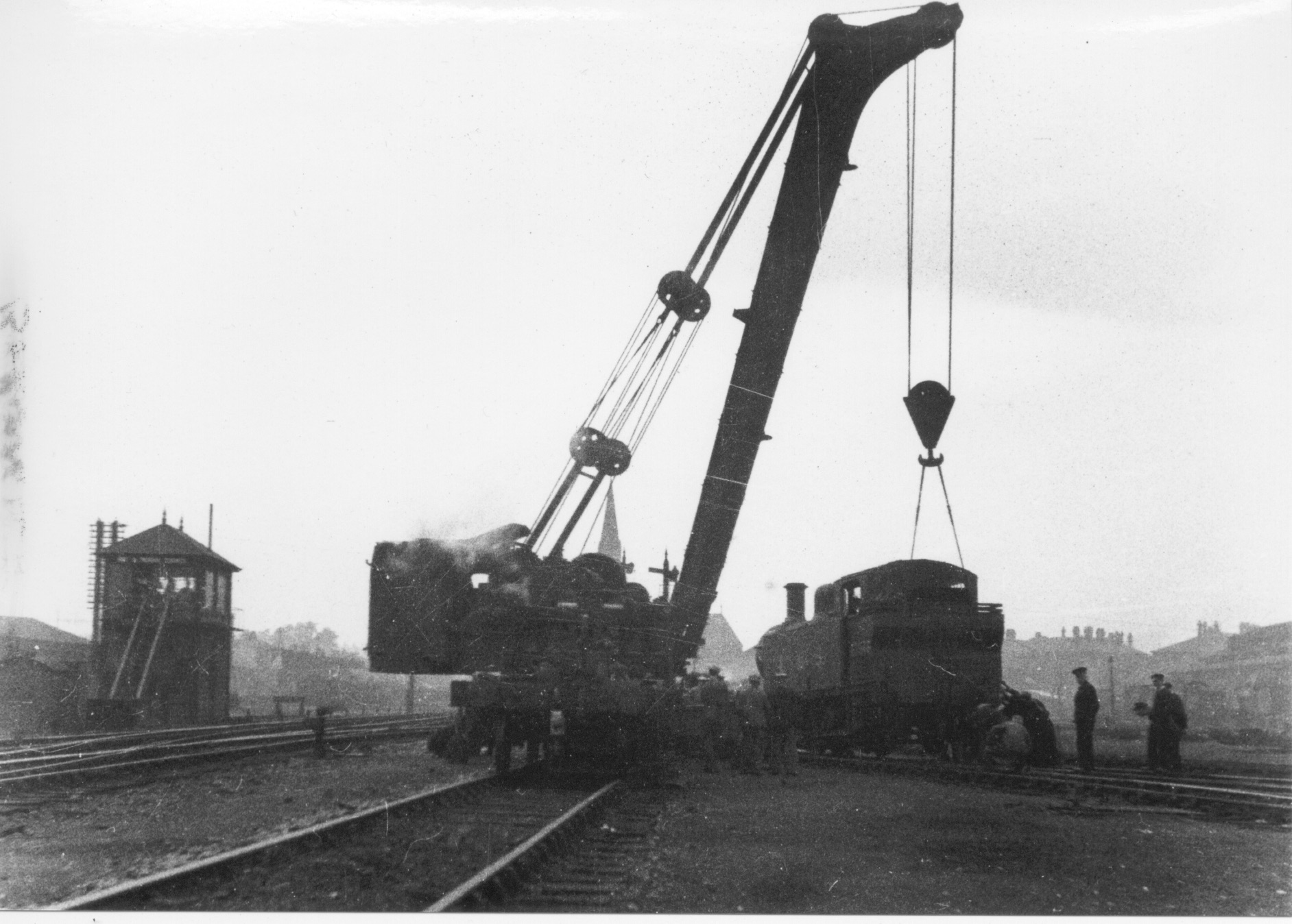 Rerailing taking place outside Four Shed