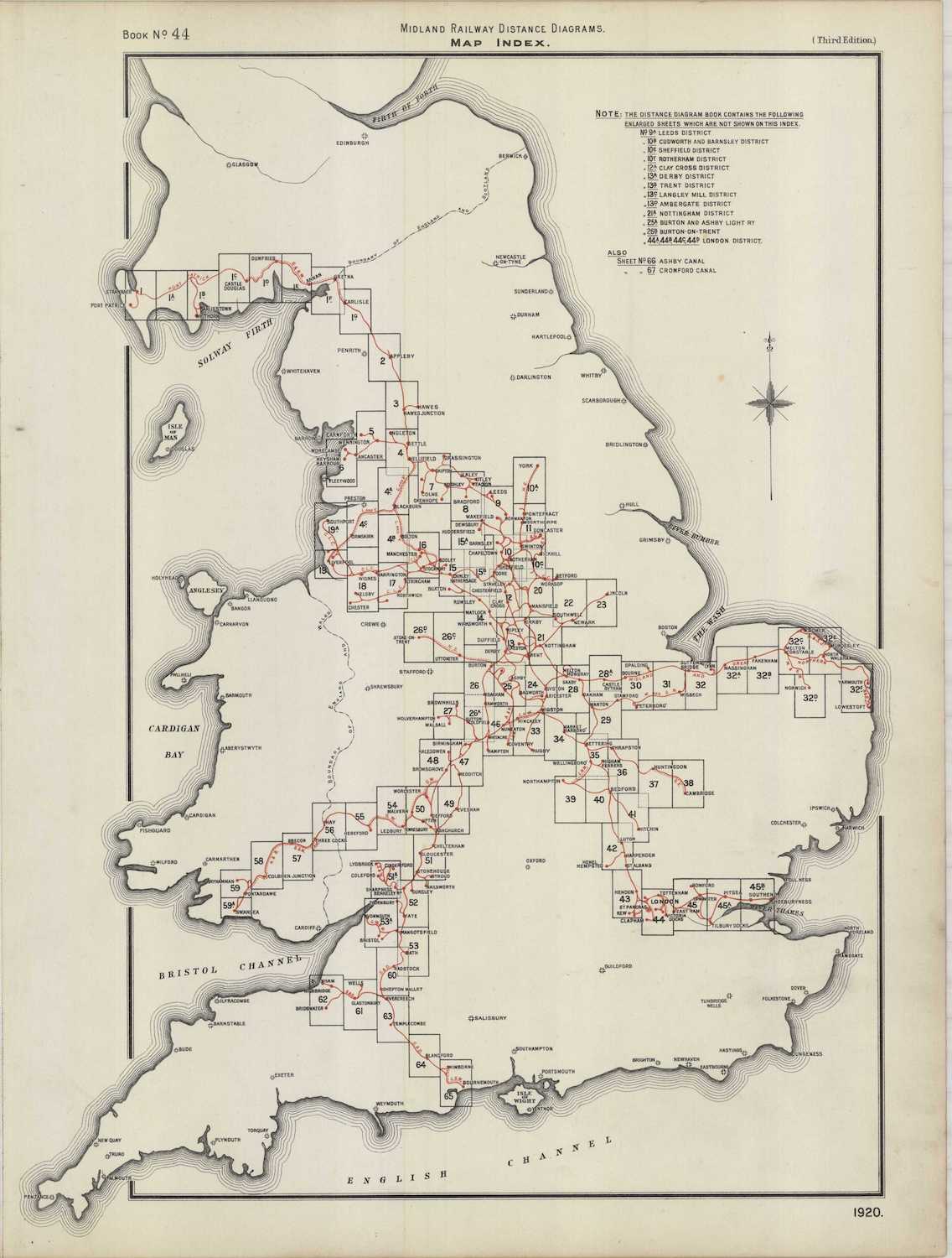 The index sheet to the Midland Railway Distance Diagrams