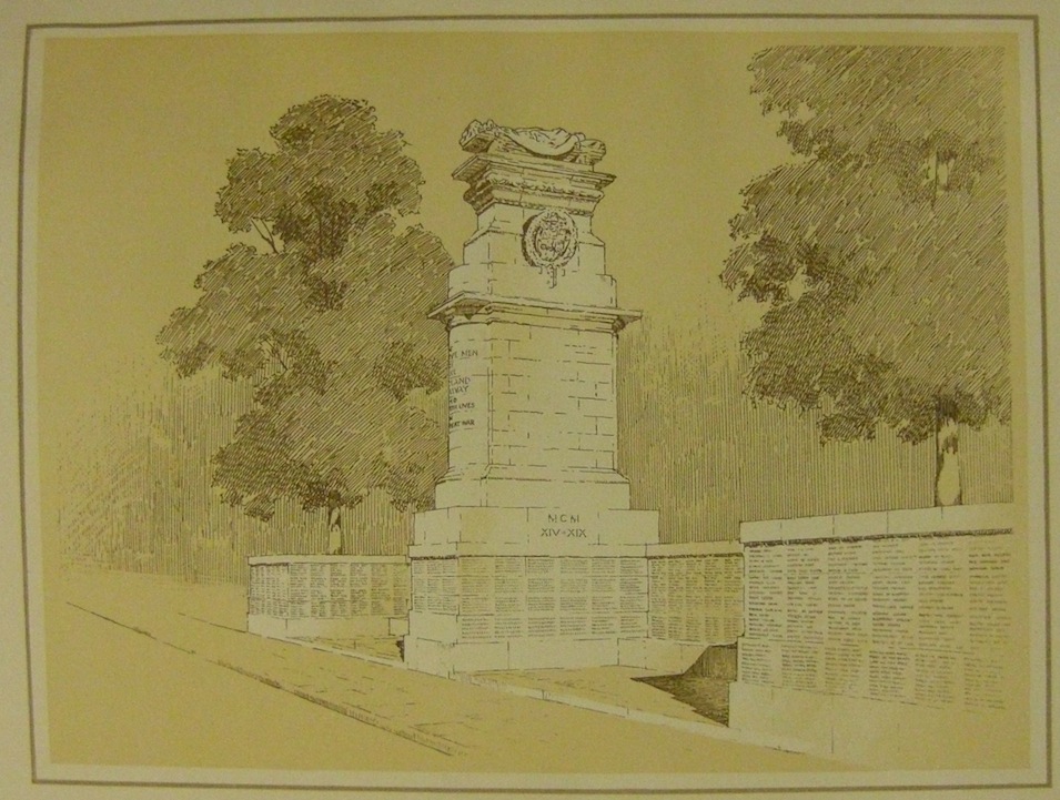 A drawing of the Midland Railway's War Memorial