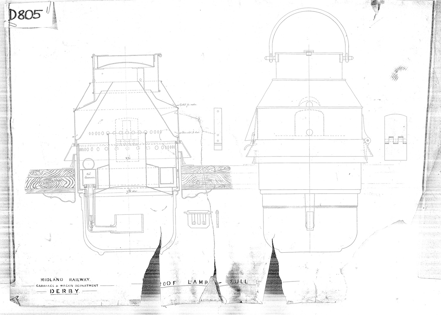 A scan of an old drawing which illustrates how thse lamps slotted into the roof of a coach 