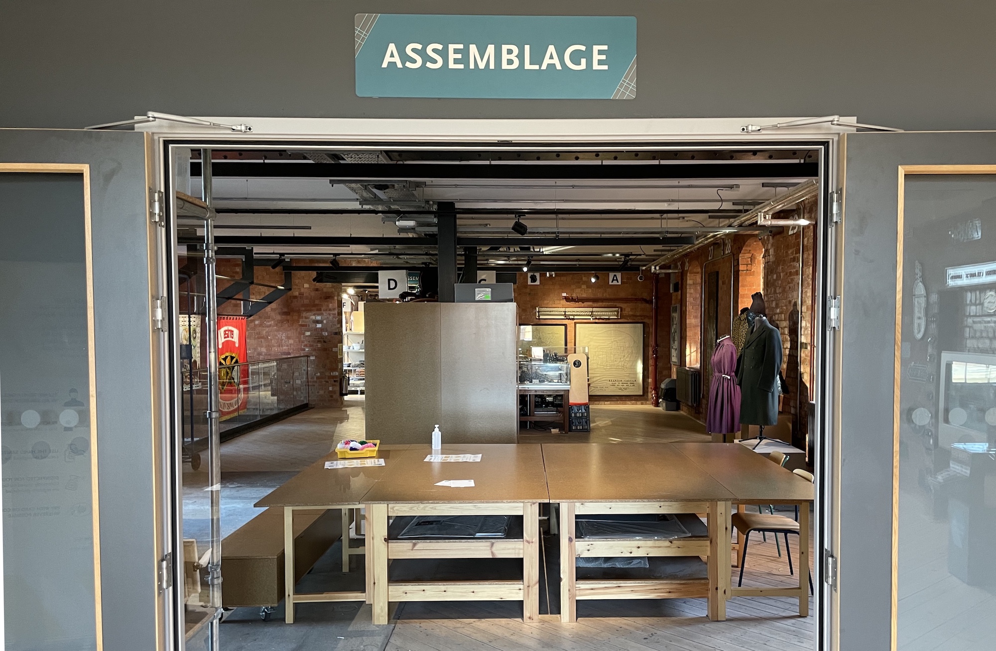 The entranceway to The Assemblage rom the second floor north landing of the Musuem of Making at Derby's Silk Mill