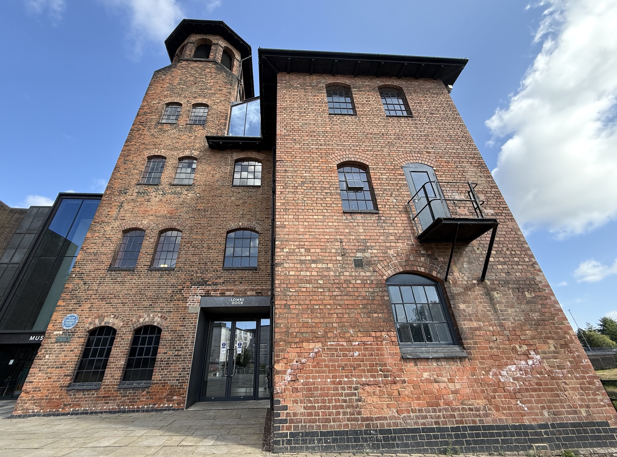 The Museum of Making in Derby's Silk Mill viewed very close up withg a wide-angle lens