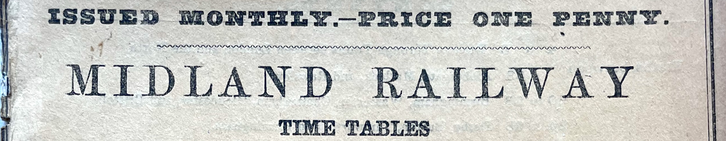 A break-section banner which reads MIDLAND RAILWAY TIMETABLE.